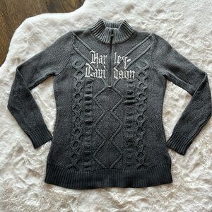 Harley-Davidson Women’s Tunic 1/4 Zip Sweater w Embroidered Graphic Size Large